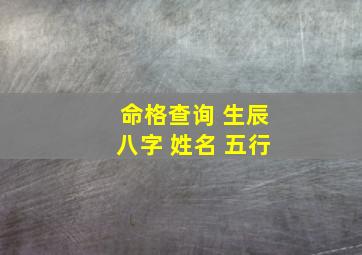 命格查询 生辰八字 姓名 五行